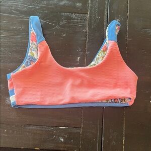 Triangl Swimwear Coral and Blue Bikini Top